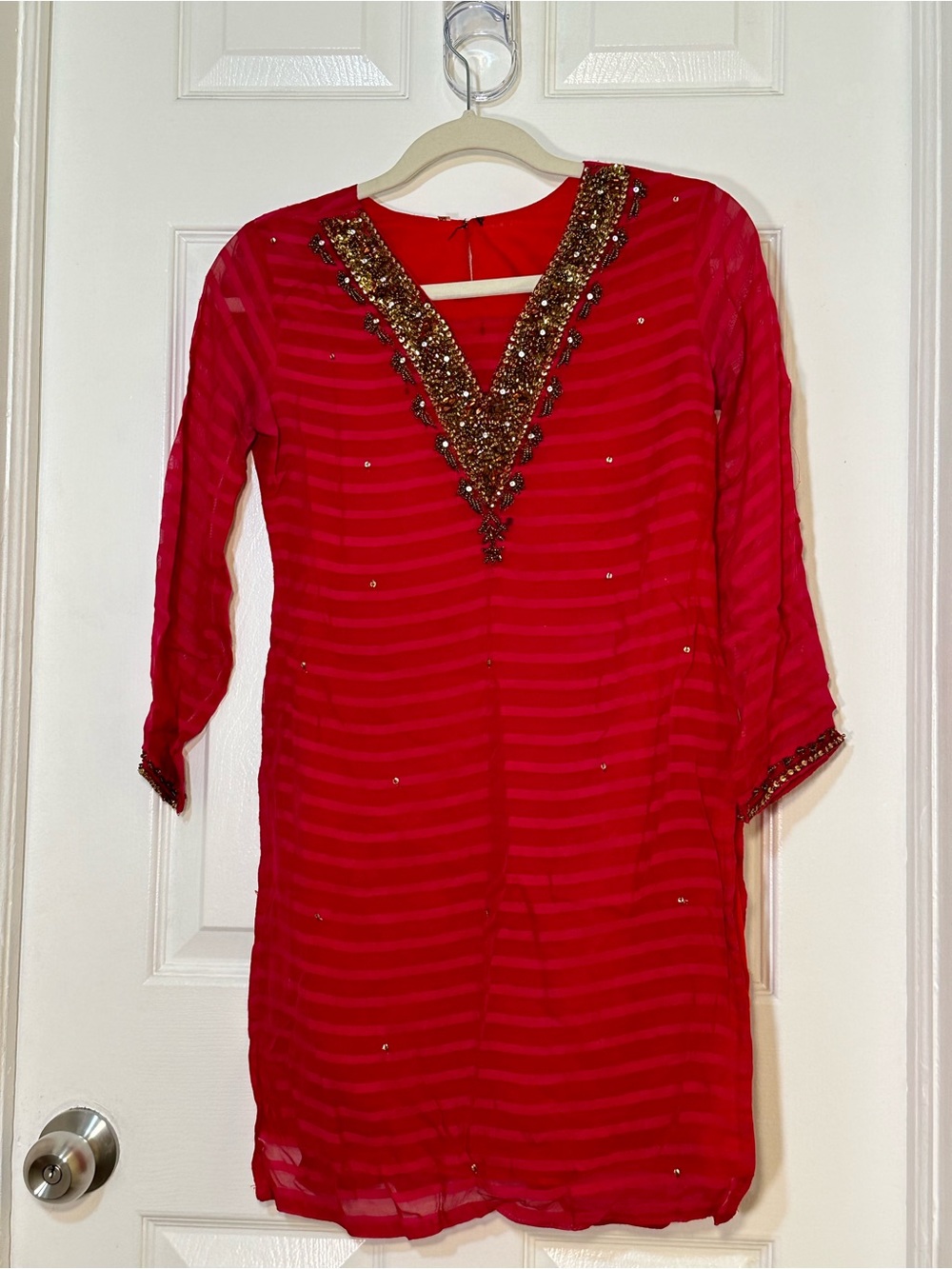 Red Embellished Pakistani 3-Piece Shalwar Kameez Set